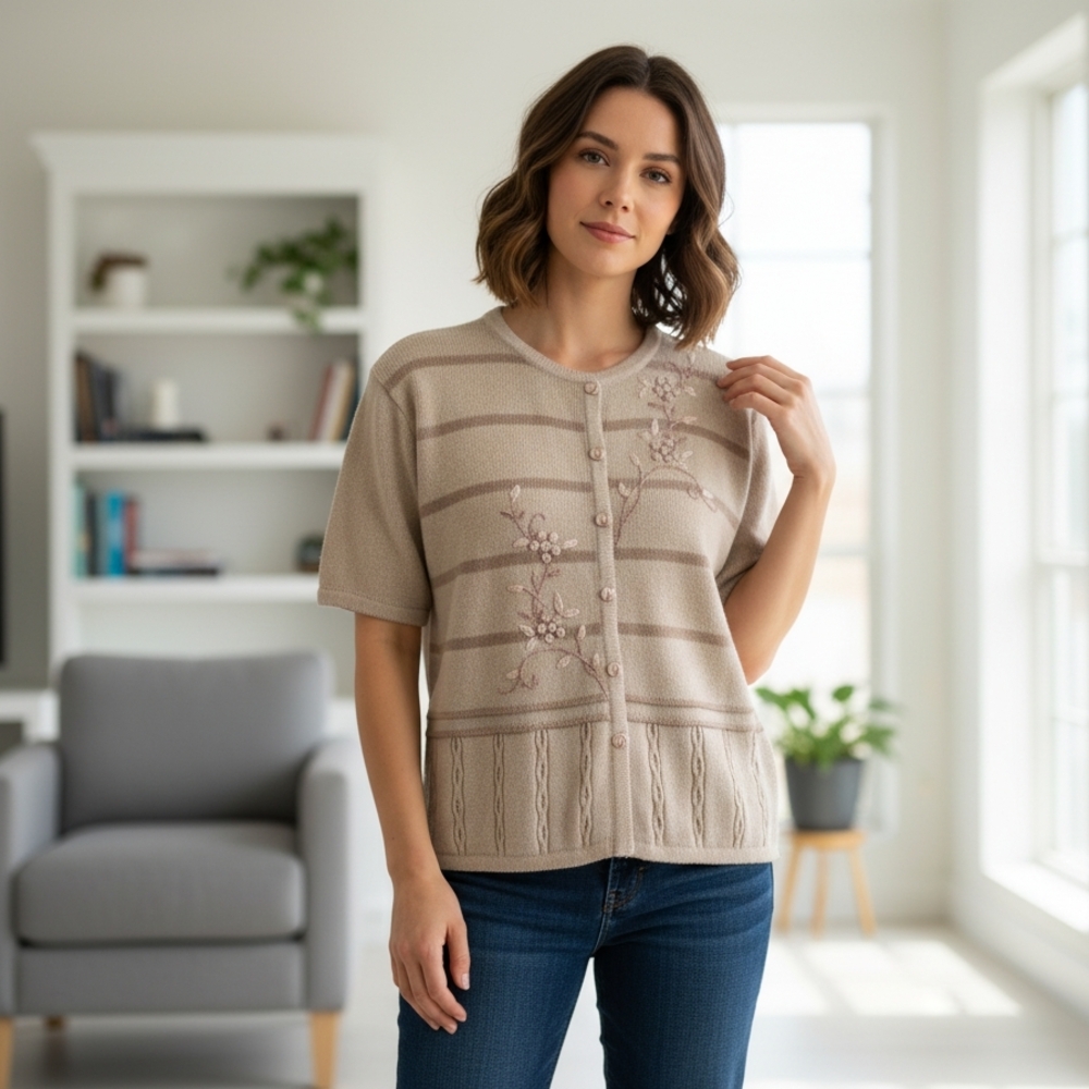 Goldie Embroidered 90s Pearl Embroidered XL Top 22" Ptp